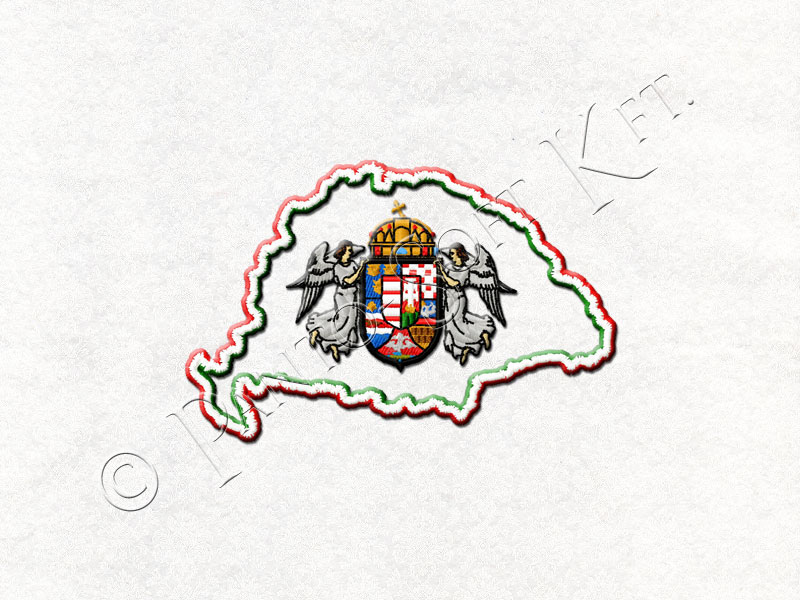 Nagy Magyarország Piros - Fehér - Zöld kontúr hímzett országcímer