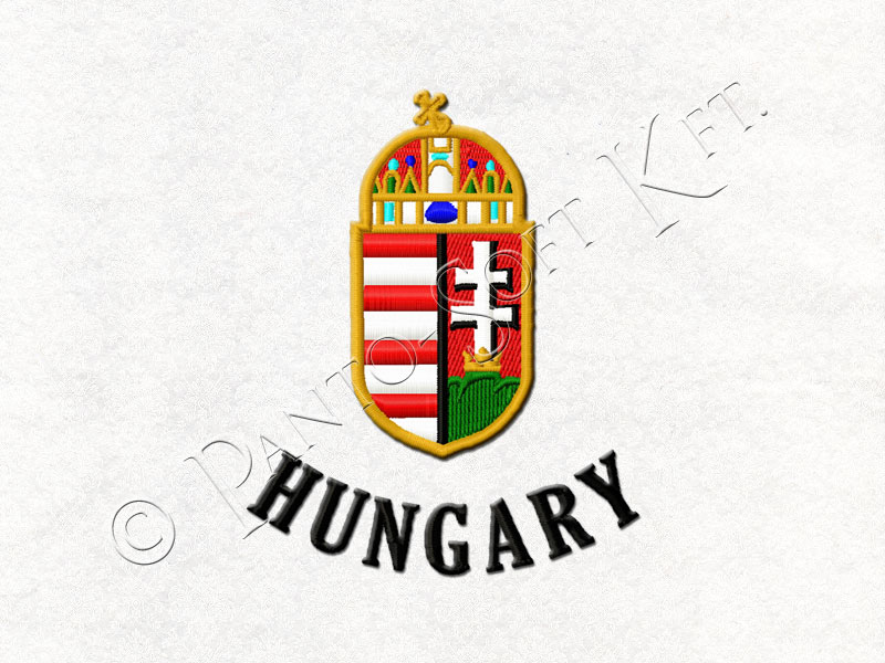 Hungary feliratú hímzett országcímer